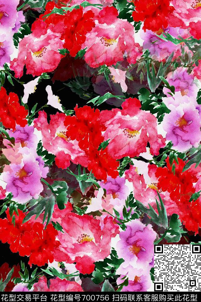 原创水彩手绘数码印花华亿平台下载（图片编号: 700756） - 瓦栏（Walan）