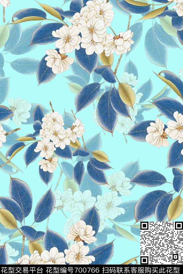 旗袍中国风国画数码印花华亿平台下载（图片编号: 700766） - 瓦栏（Walan）