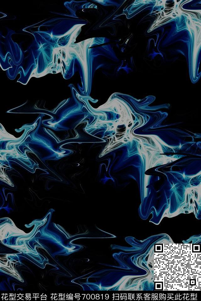 中国风男装潮牌男装抽象数码印花华亿平台下载（图片编号: 700819） - 瓦栏（Walan）