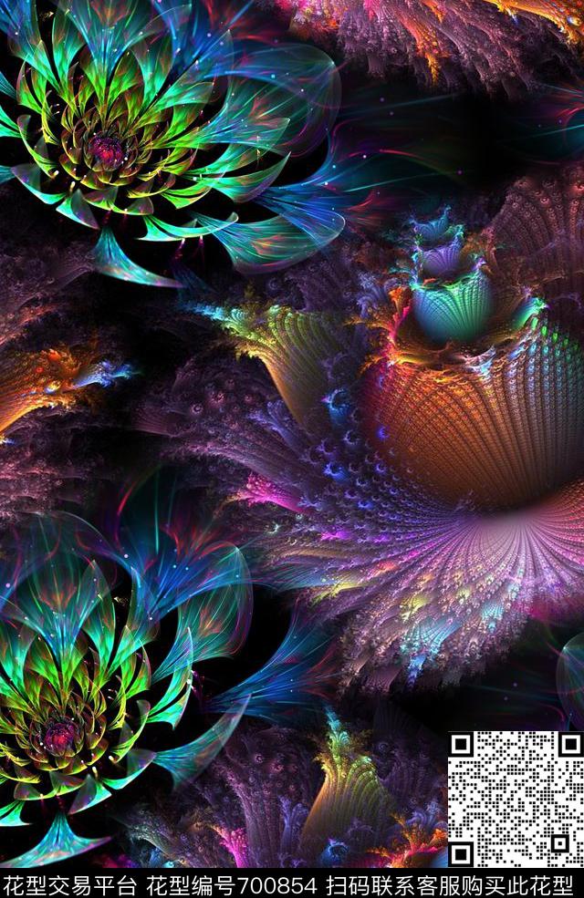 迷彩花卉梦幻抽象条纹数码印花华亿平台下载（图片编号: 700854） - 瓦栏（Walan）