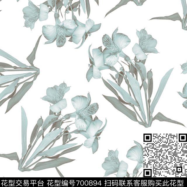 水仙花大花花朵数码印花华亿平台下载（图片编号: 700894） - 瓦栏（Walan）