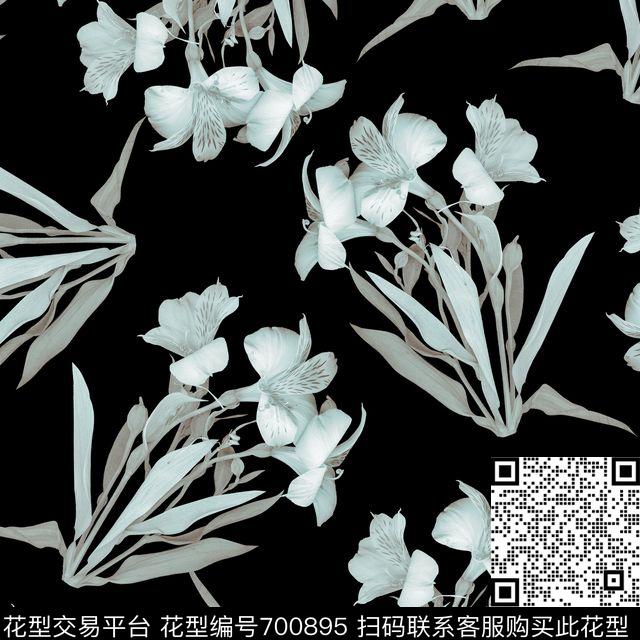 水仙花大花花朵数码印花华亿平台下载（图片编号: 700895） - 瓦栏（Walan）