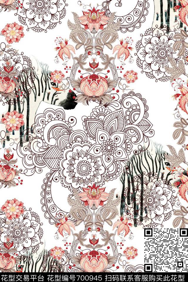 佩斯利腰果花乱花数码印花华亿平台下载（图片编号: 700945） - 瓦栏（Walan）