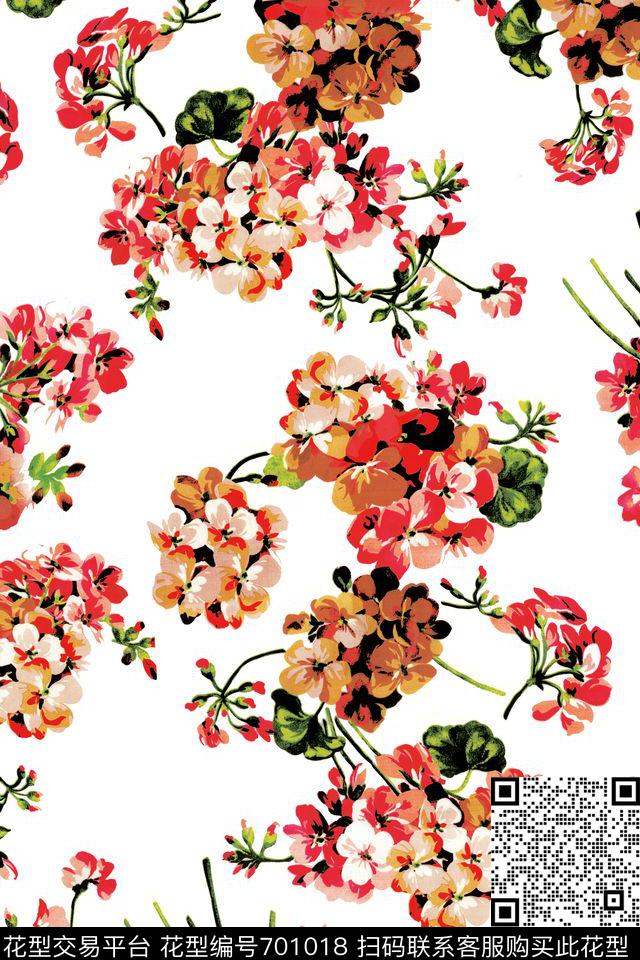 小碎花时尚花卉手绘花卉传统印花华亿平台下载（图片编号: 701018） - 瓦栏（Walan）
