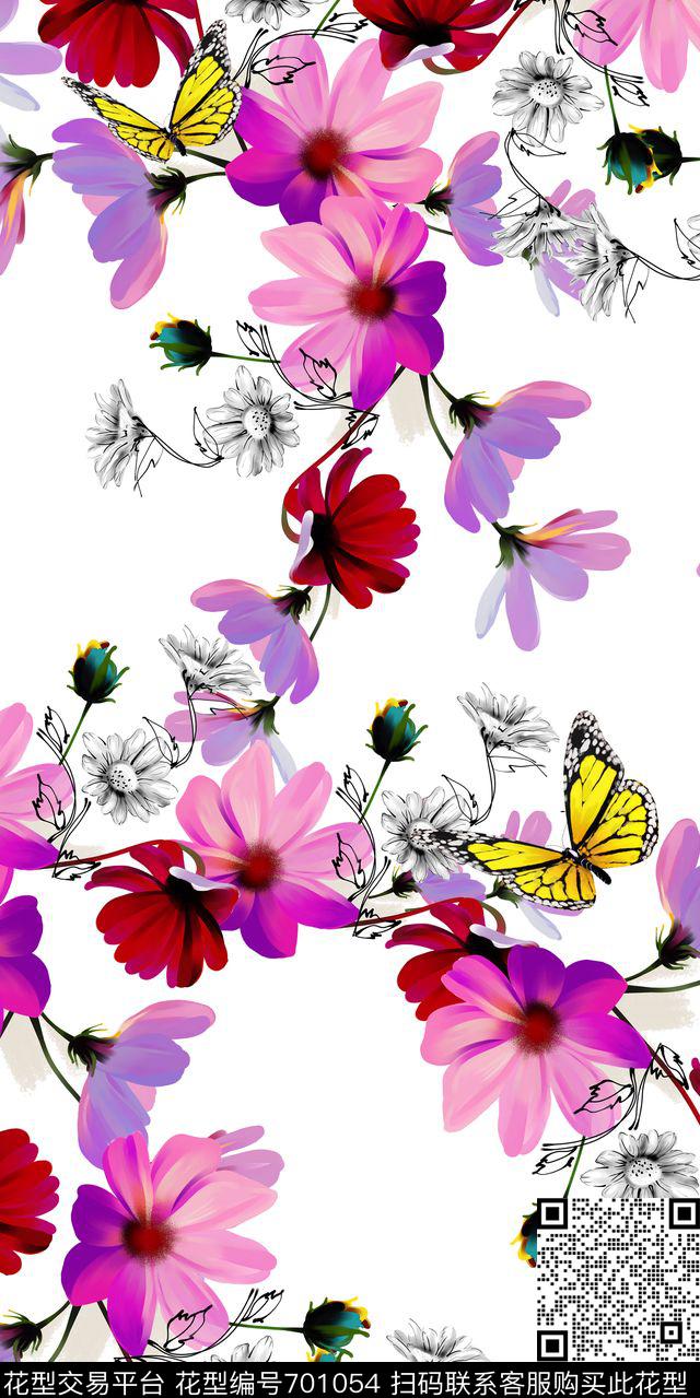 乱花花朵花卉数码印花华亿平台下载（图片编号: 701054） - 瓦栏（Walan）
