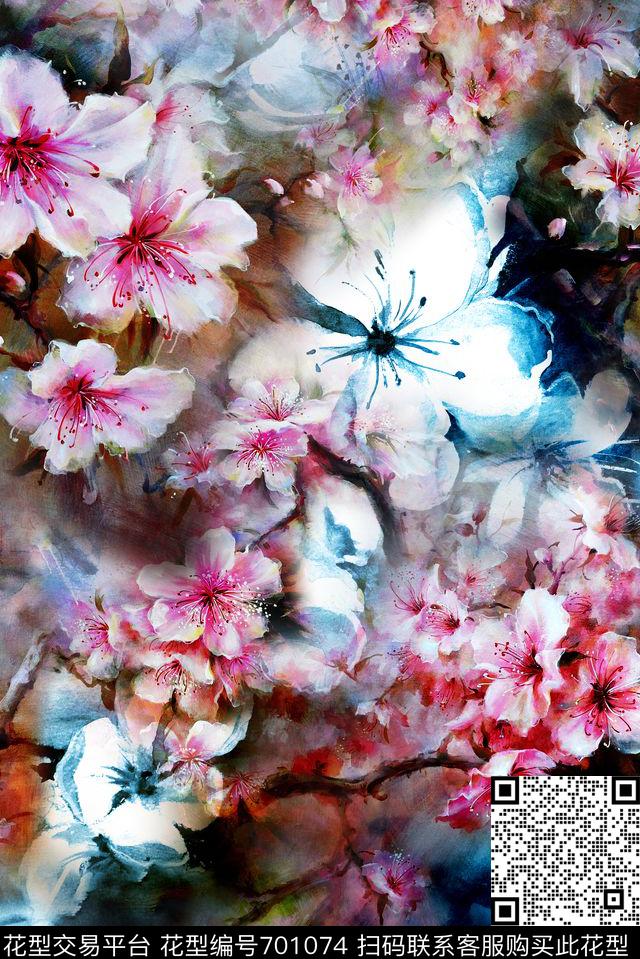 抽象肌理油画数码印花华亿平台下载（图片编号: 701074） - 瓦栏（Walan）