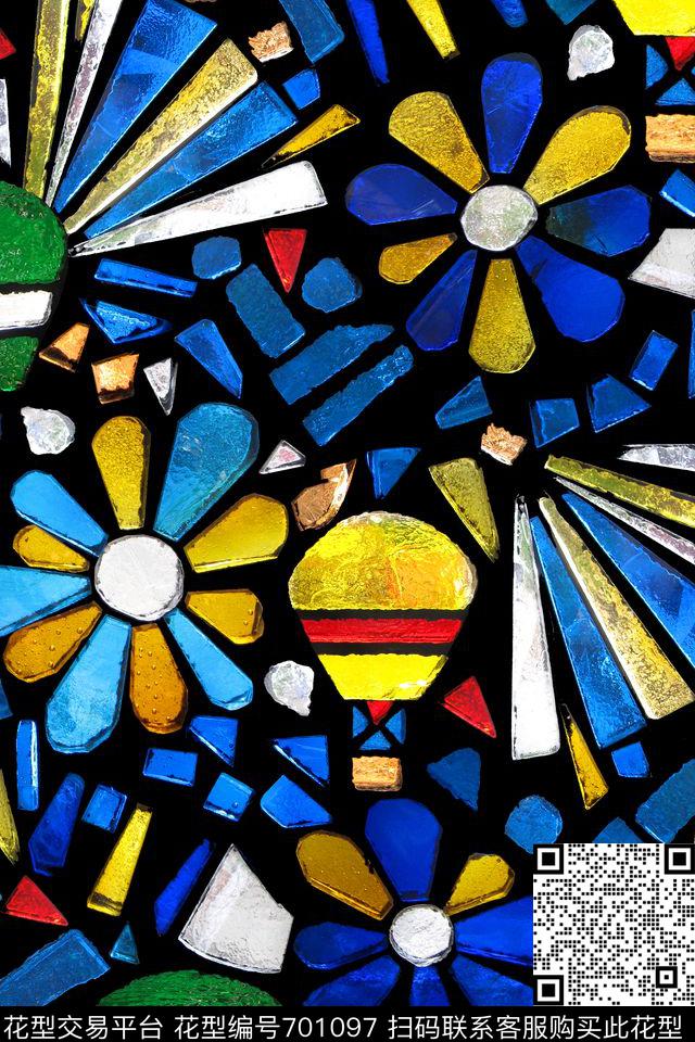 时尚趣味几何数码印花华亿平台下载（图片编号: 701097） - 瓦栏（Walan）