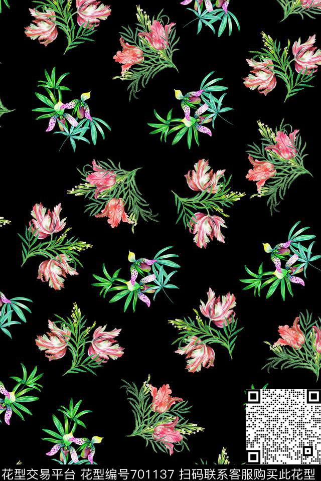 碎花花卉乱花数码印花华亿平台下载（图片编号: 701137） - 瓦栏（Walan）