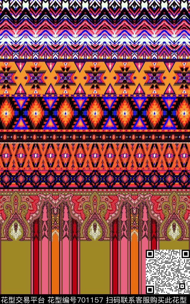 民族风复古时尚数码印花华亿平台下载（图片编号: 701157） - 瓦栏（Walan）
