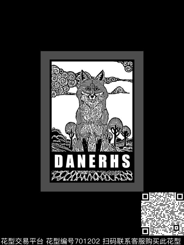 狼纹理男装T恤传统印花华亿平台下载（图片编号: 701202） - 瓦栏（Walan）