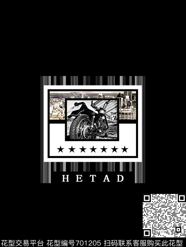 摩托车插画几何纹理男装T恤数码印花华亿平台下载（图片编号: 701205） - 瓦栏（Walan）