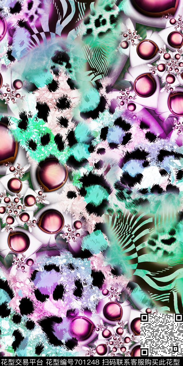 斑马豹纹纹圆圈数码印花华亿平台下载（图片编号: 701248） - 瓦栏（Walan）