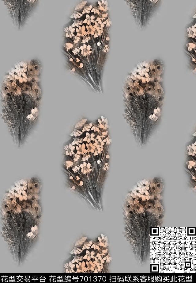 油画手绘植物传统印花华亿平台下载（图片编号: 701370） - 瓦栏（Walan）