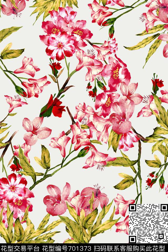 流行时尚花朵花卉数码印花华亿平台下载（图片编号: 701373） - 瓦栏（Walan）