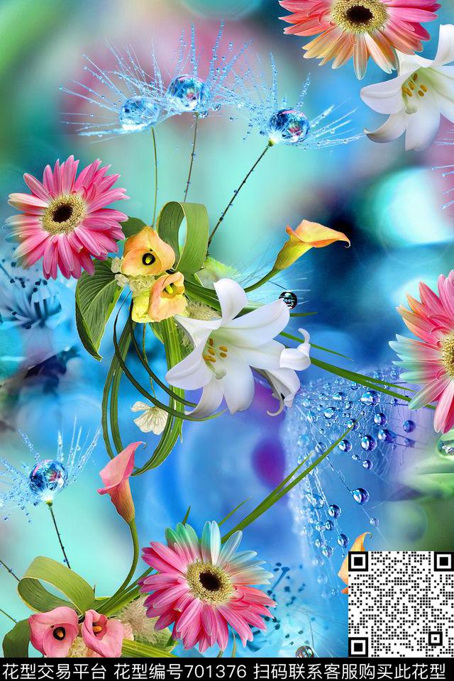 花朵花卉炫彩数码印花华亿平台下载（图片编号: 701376） - 瓦栏（Walan）
