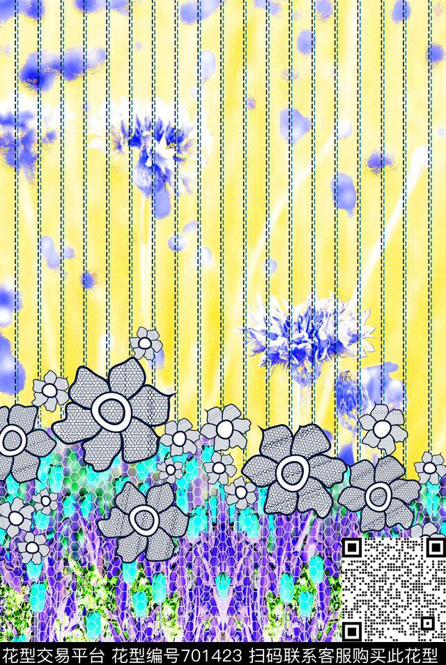 MAX-女装花卉MAX-中老年真丝女装蕾丝竖条几何数码印花华亿平台下载（图片编号: 701423） - 瓦栏（Walan）