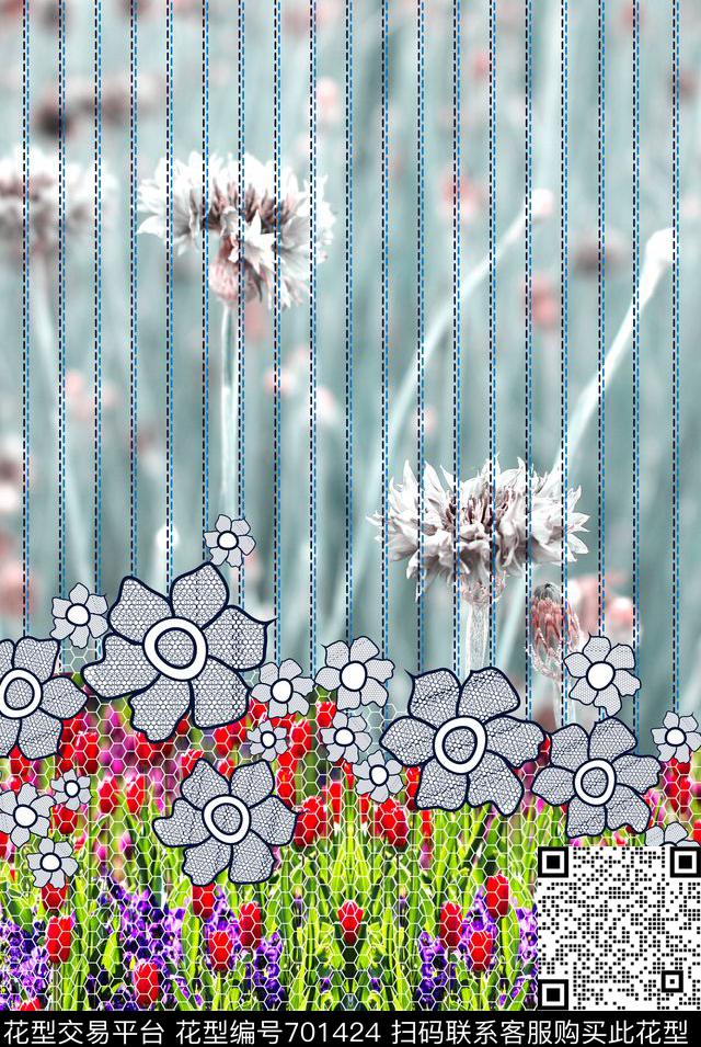 MAX-女装花卉MAX-中老年真丝女装蕾丝竖条几何数码印花华亿平台下载（图片编号: 701424） - 瓦栏（Walan）