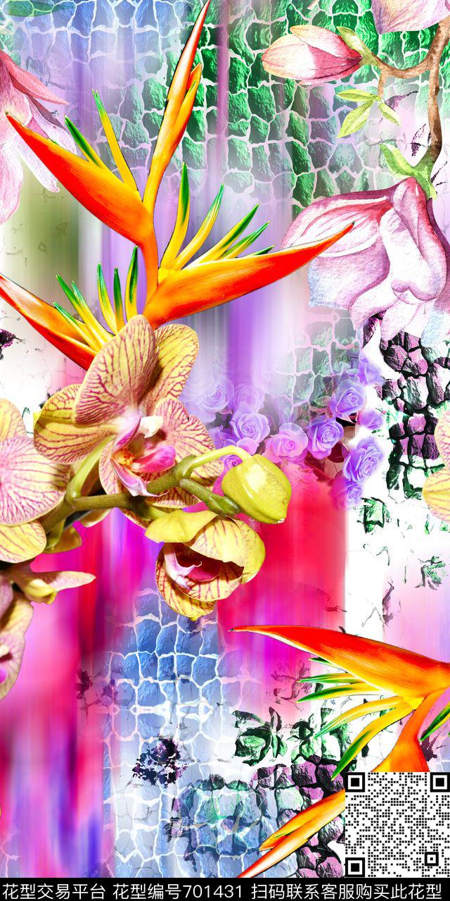 MAX-中老年真丝女装MAX-女装花卉抽象几何石头幻彩数码印花华亿平台下载（图片编号: 701431） - 瓦栏（Walan）