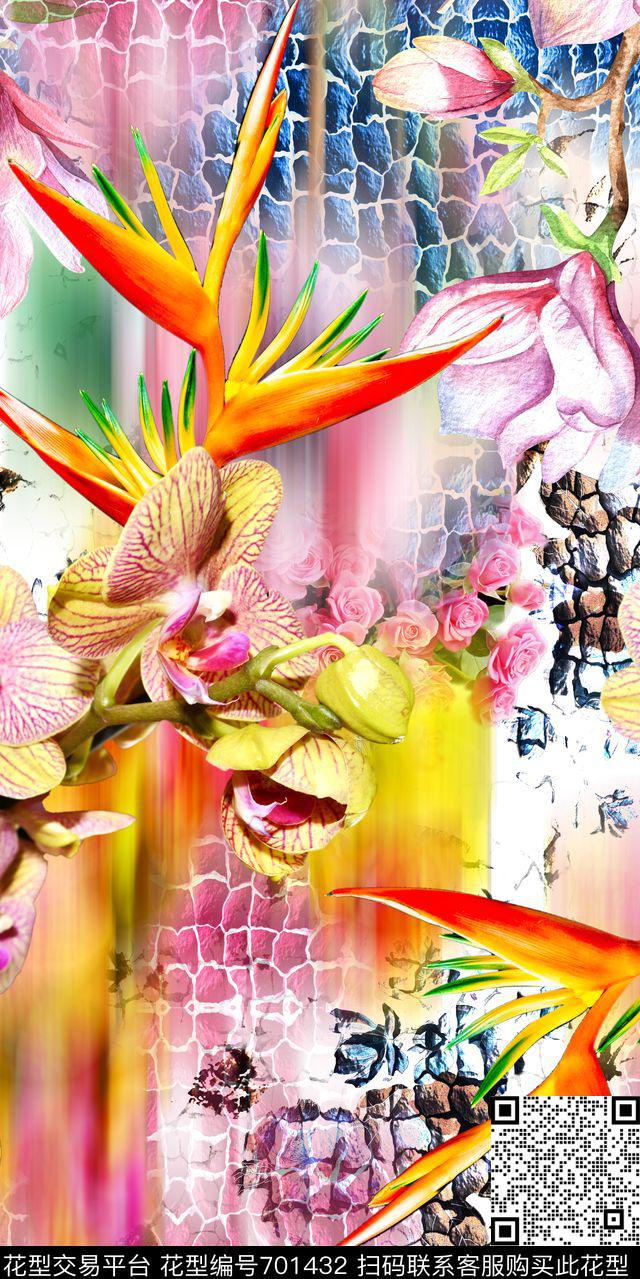 MAX-中老年真丝女装MAX-女装花卉抽象几何石头幻彩数码印花华亿平台下载（图片编号: 701432） - 瓦栏（Walan）