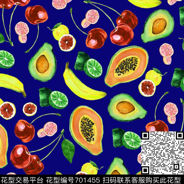 香蕉柠檬水果数码印花华亿平台下载（图片编号: 701455） - 瓦栏（Walan）