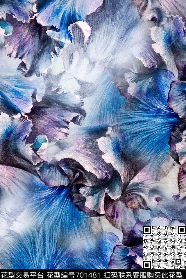 抽象手绘肌理数码印花华亿平台下载（图片编号: 701481） - 瓦栏（Walan）