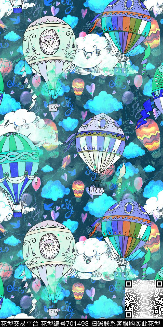 热气球抽象肌理数码印花华亿平台下载（图片编号: 701493） - 瓦栏（Walan）
