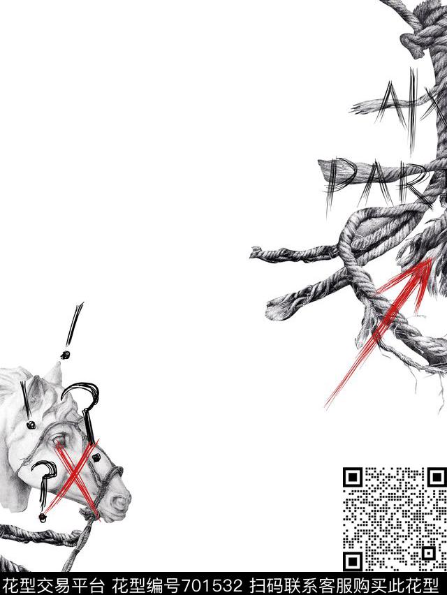 素描马麻绳数码印花华亿平台下载（图片编号: 701532） - 瓦栏（Walan）