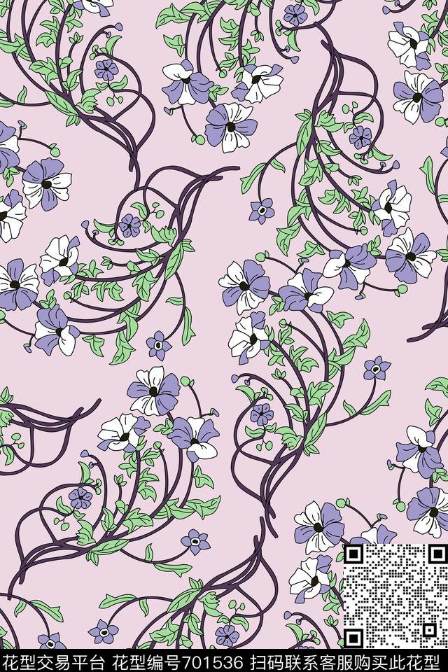 矢量流行时尚花卉传统印花华亿平台下载（图片编号: 701536） - 瓦栏（Walan）