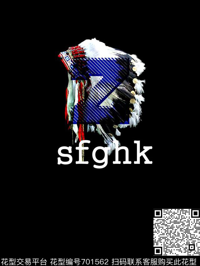 印第安人头发数码印花时尚潮流男装定位T恤印花字母印花数码印花华亿平台下载（图片编号: 701562） - 瓦栏（Walan）