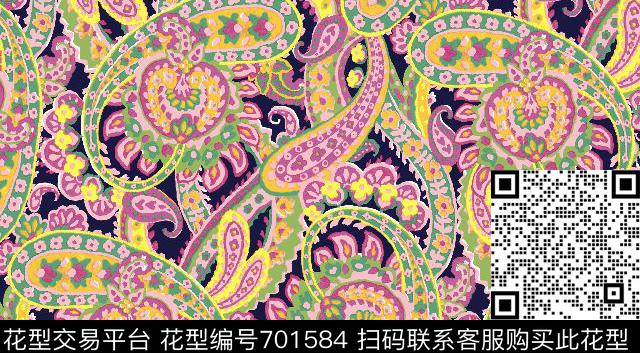 腰果佩斯利火腿花传统印花华亿平台下载（图片编号: 701584） - 瓦栏（Walan）