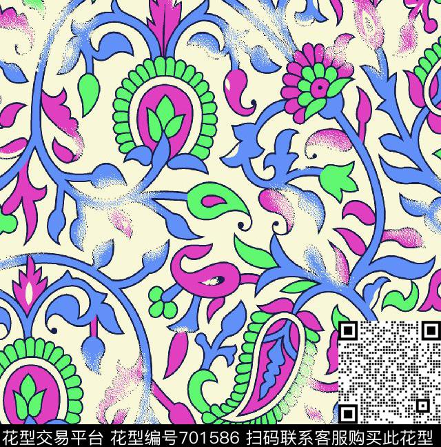 腰果佩斯利火腿花传统印花华亿平台下载（图片编号: 701586） - 瓦栏（Walan）