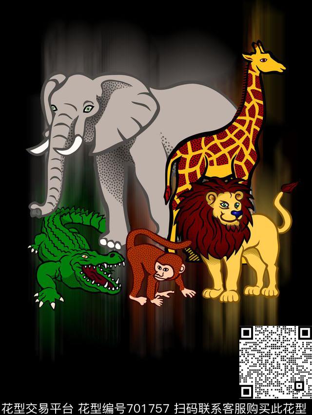 动物男装定位印花大象狮子鳄鱼印花数码印花华亿平台下载（图片编号: 701757） - 瓦栏（Walan）