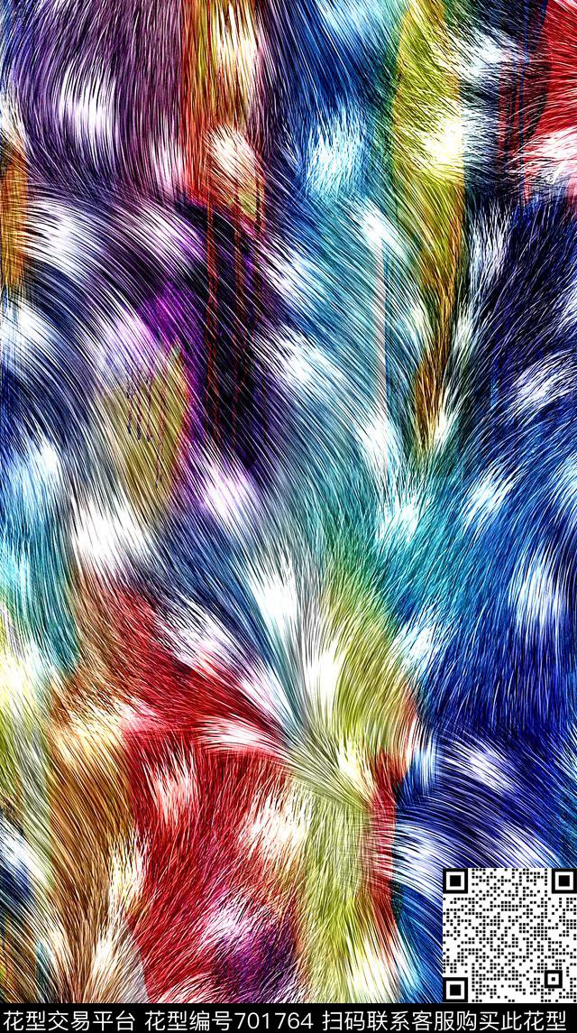 抽象动物纹多彩纹理数码印花华亿平台下载（图片编号: 701764） - 瓦栏（Walan）