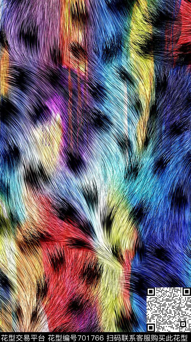 抽象动物纹多彩纹理数码印花华亿平台下载（图片编号: 701766） - 瓦栏（Walan）