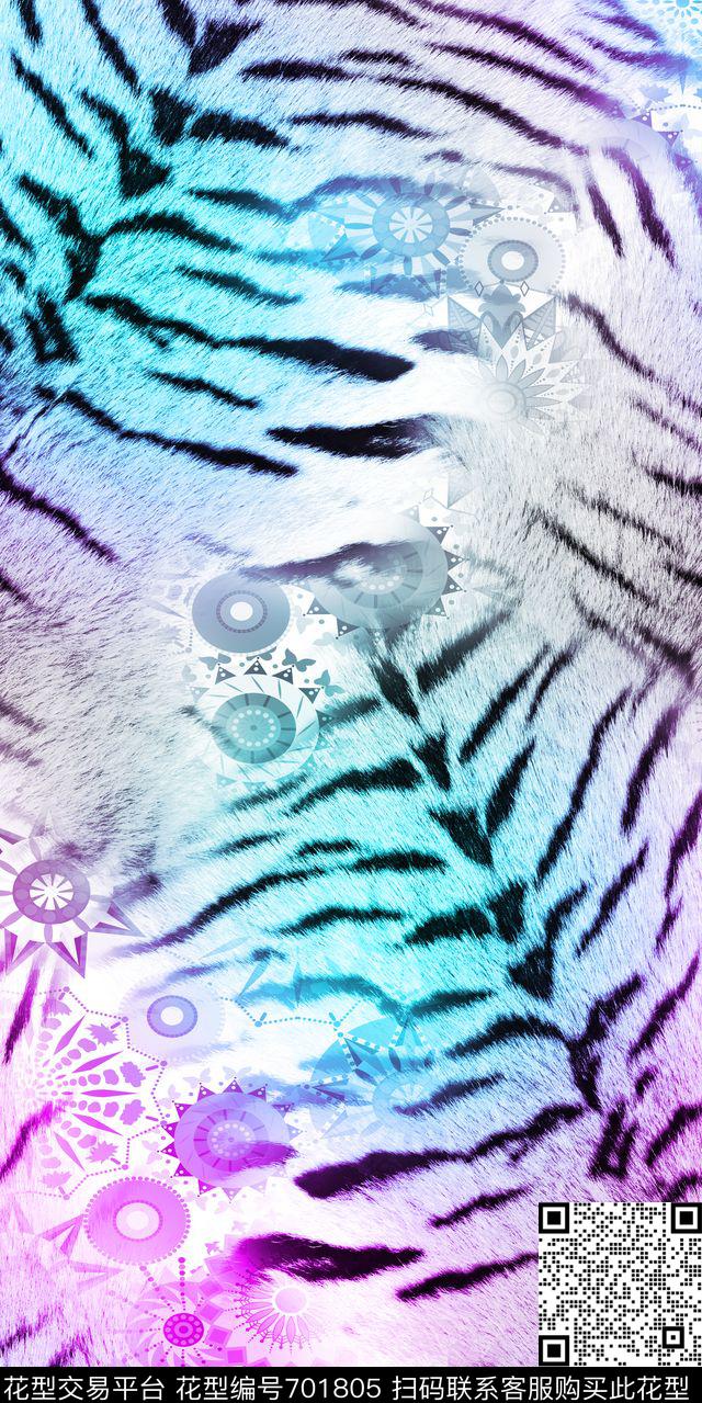老虎纹动物纹几何数码印花华亿平台下载（图片编号: 701805） - 瓦栏（Walan）