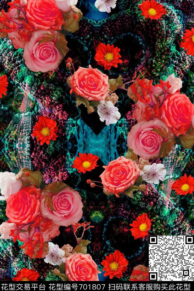 乱花花朵花卉数码印花华亿平台下载（图片编号: 701807） - 瓦栏（Walan）