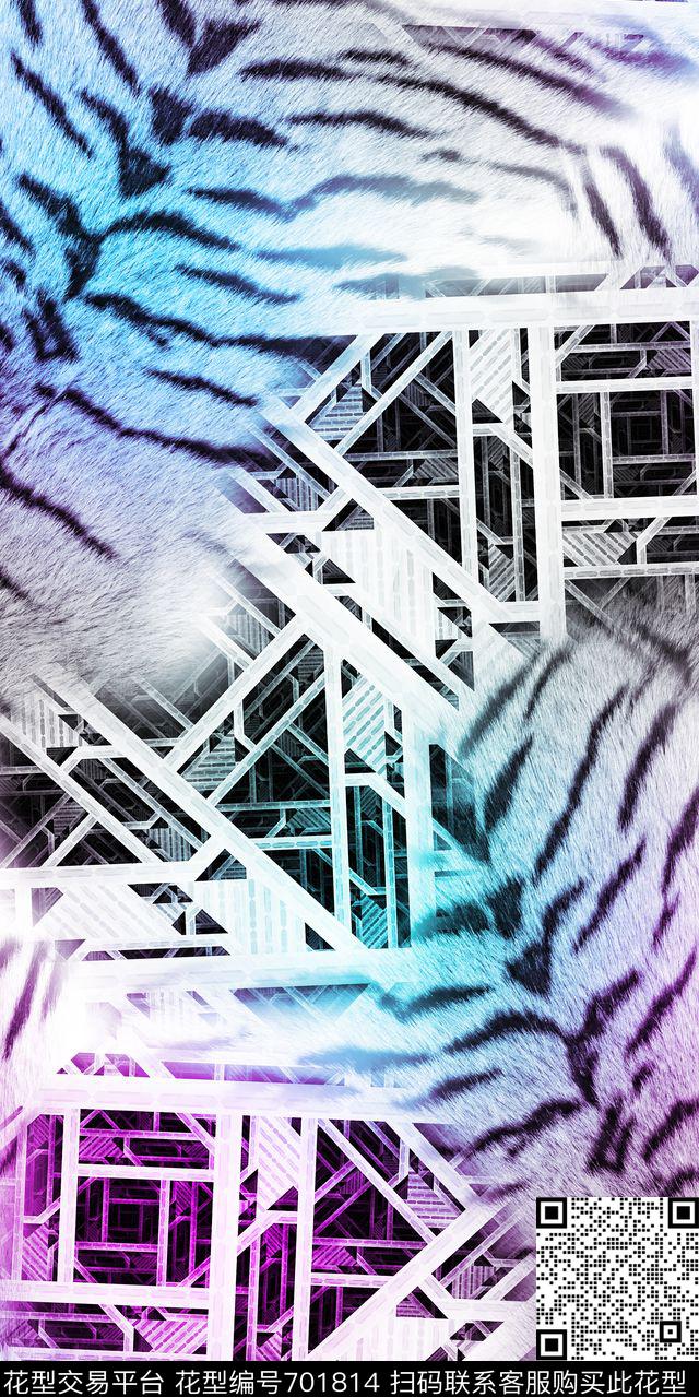 几何动物纹老虎纹数码印花华亿平台下载（图片编号: 701814） - 瓦栏（Walan）