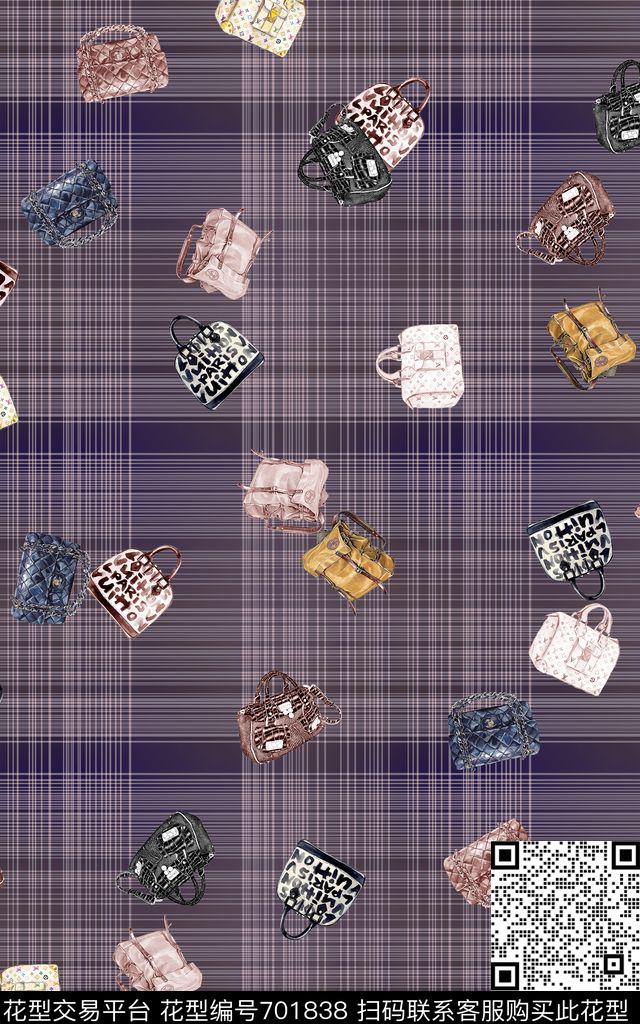 几何格子包包数码印花华亿平台下载（图片编号: 701838） - 瓦栏（Walan）
