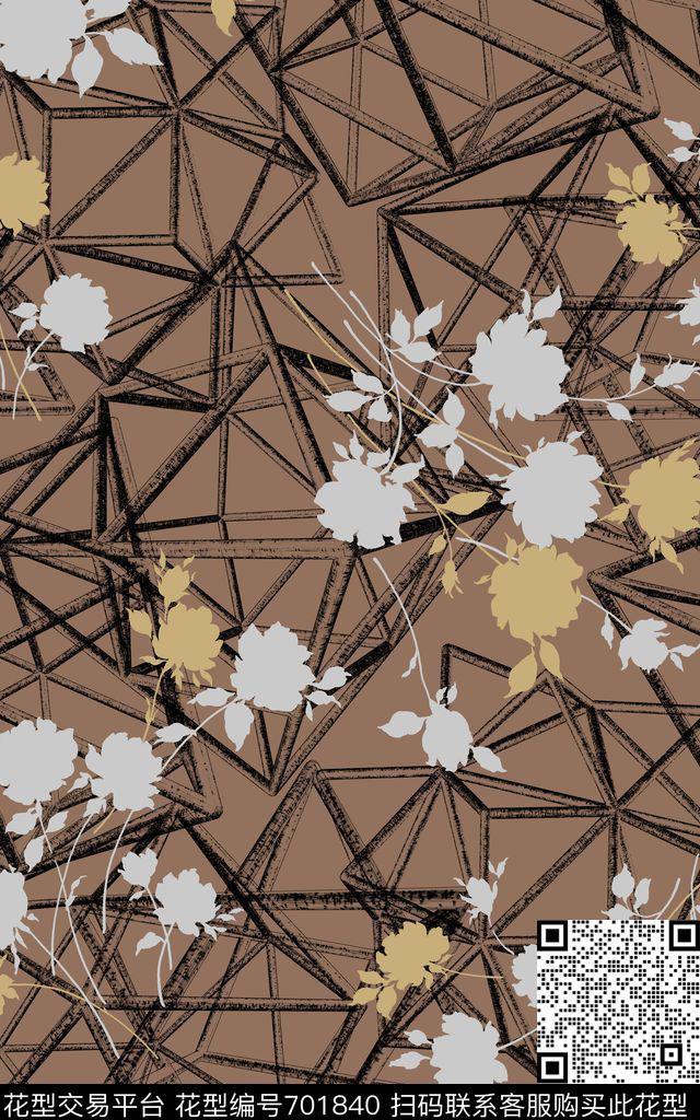 抽象花卉镂空立体传统印花华亿平台下载（图片编号: 701840） - 瓦栏（Walan）