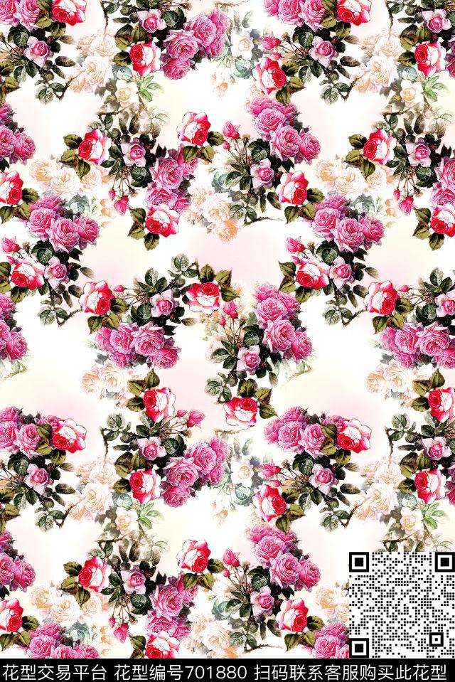 乱花女装花卉数码印花华亿平台下载（图片编号: 701880） - 瓦栏（Walan）