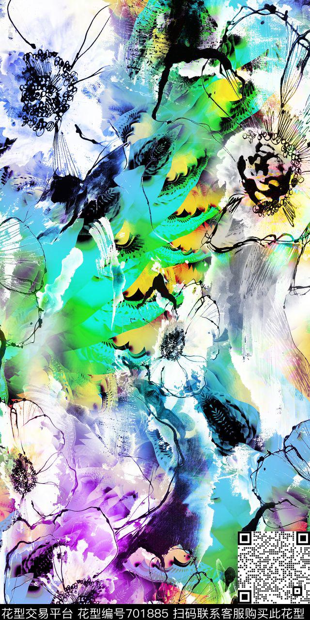 立体感抽象扭曲数码印花华亿平台下载（图片编号: 701885） - 瓦栏（Walan）