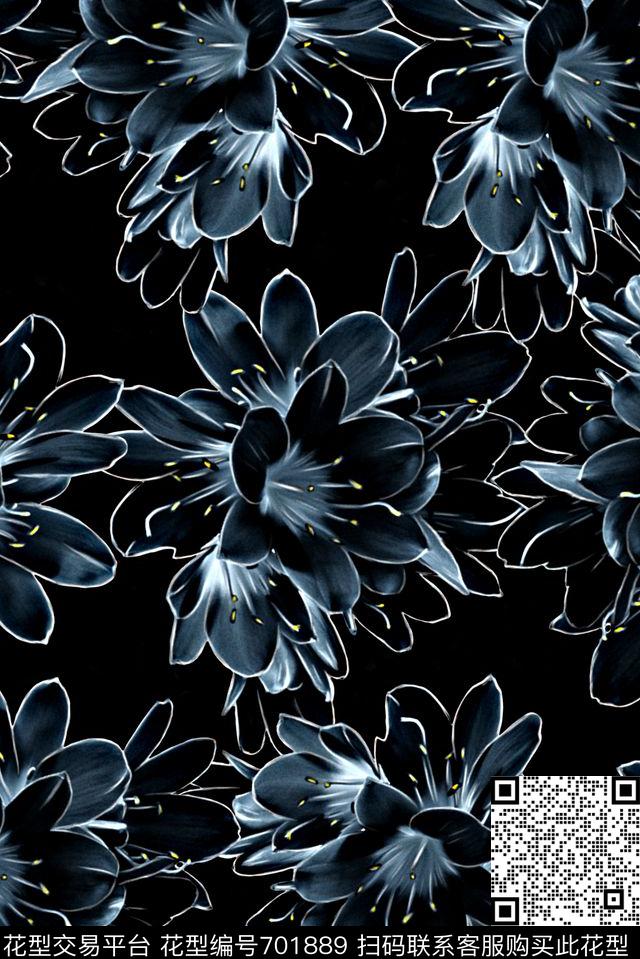 分形艺术几何印花花卉抽象数码印花华亿平台下载（图片编号: 701889） - 瓦栏（Walan）