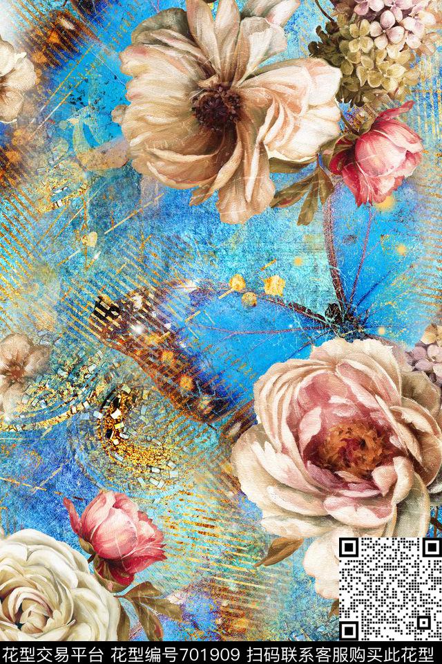 油画花卉花朵花卉数码印花华亿平台下载（图片编号: 701909） - 瓦栏（Walan）