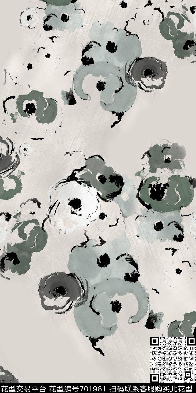 素雅花卉纯色数码印花华亿平台下载（图片编号: 701961） - 瓦栏（Walan）