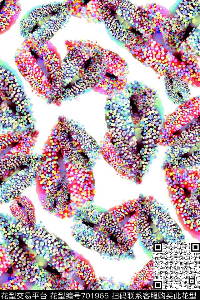 口红趣味嘴唇数码印花华亿平台下载（图片编号: 701965） - 瓦栏（Walan）