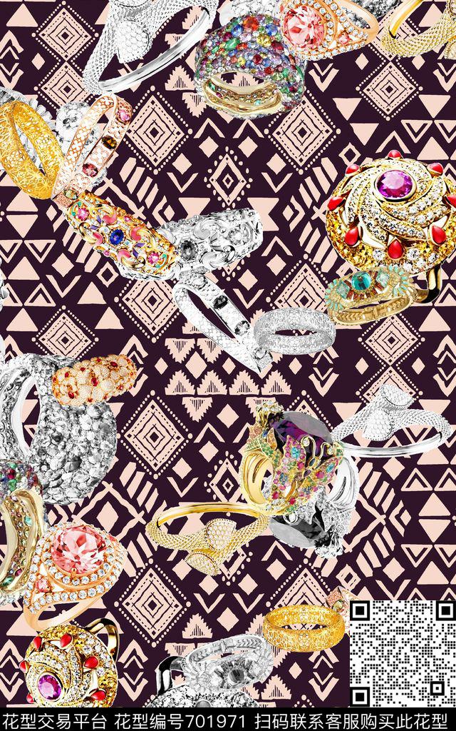 珠宝首饰手镯几何底板数码印花华亿平台下载（图片编号: 701971） - 瓦栏（Walan）