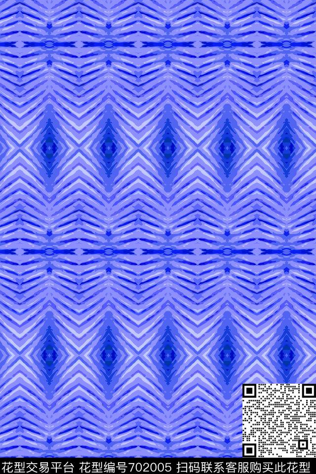 青蓝雅韵系列横条条纹混搭传统印花华亿平台下载（图片编号: 702005） - 瓦栏（Walan）