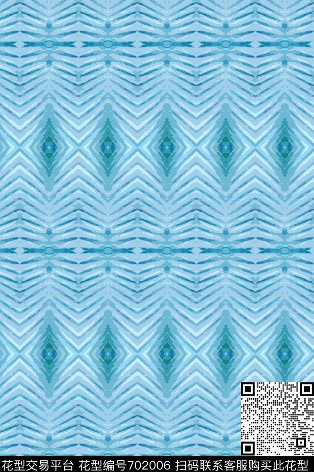 青蓝雅韵系列横条条纹混搭传统印花华亿平台下载（图片编号: 702006） - 瓦栏（Walan）