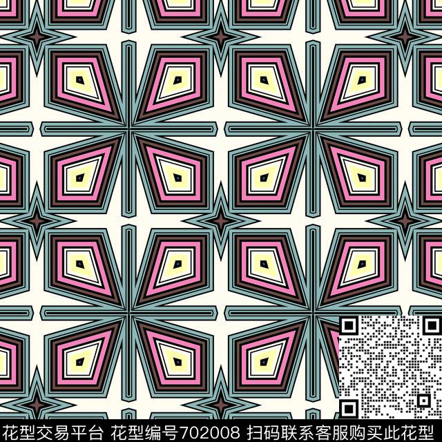 几何十字解构传统印花华亿平台下载（图片编号: 702008） - 瓦栏（Walan）