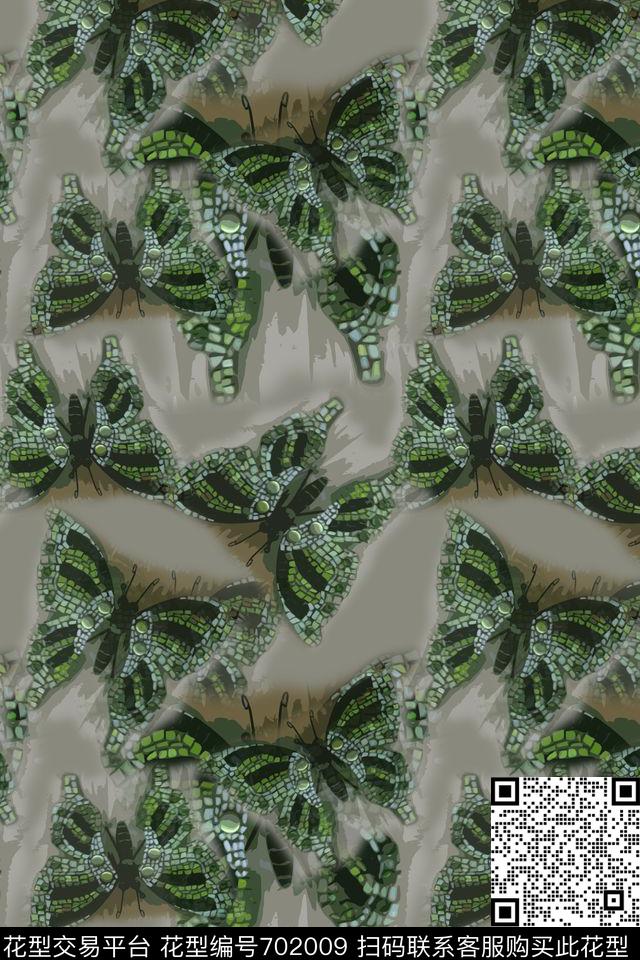 蝴蝶艺象鸟昆虫图案抽象数码印花华亿平台下载（图片编号: 702009） - 瓦栏（Walan）
